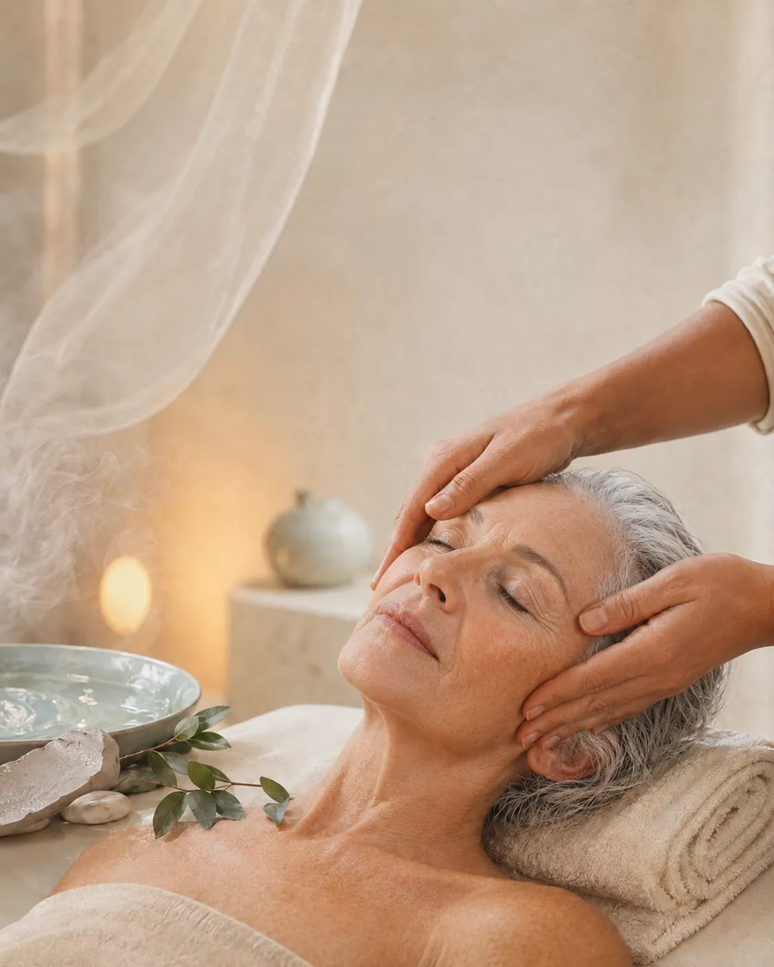 Botanical skincare and calm treatment setting at Shrii Aesthetics