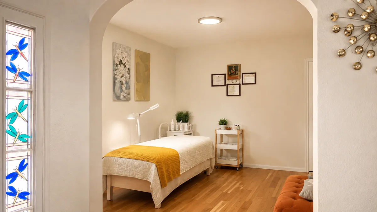 The private treatment room at Shrii Aesthetics in Aurora